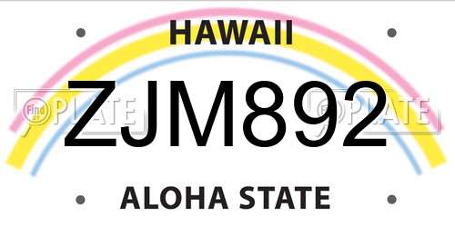 ZJM892 Hawaii License Plate