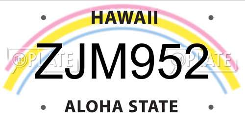 ZJM952 Hawaii License Plate