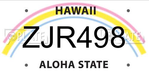 ZJR498 Hawaii License Plate