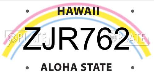 ZJR762 Hawaii License Plate