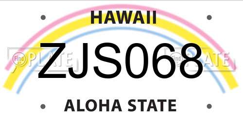 ZJS068 Hawaii License Plate