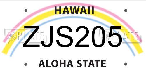 ZJS205 Hawaii License Plate