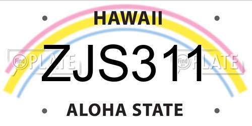 ZJS311 Hawaii License Plate