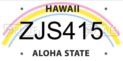 ZJS415 Hawaii License Plate