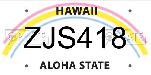 ZJS418 Hawaii License Plate
