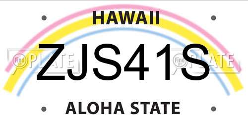 ZJS41S Hawaii License Plate