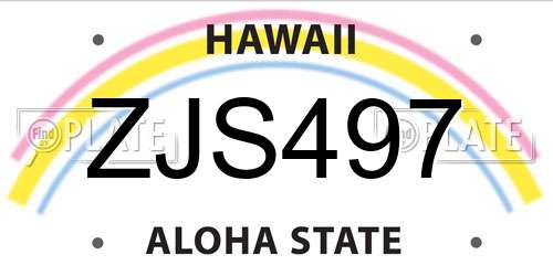 ZJS497 Hawaii License Plate