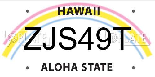 ZJS49T Hawaii License Plate