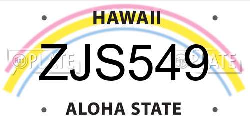 ZJS549 Hawaii License Plate