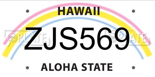 ZJS569 Hawaii License Plate