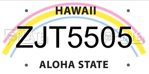 ZJT5505 Hawaii License Plate