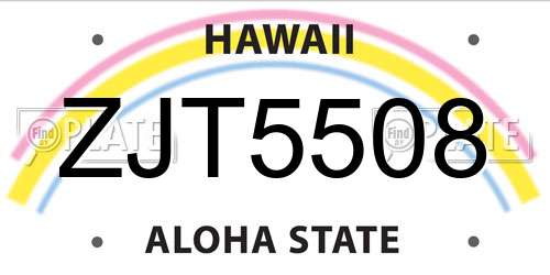 ZJT5508 Hawaii License Plate
