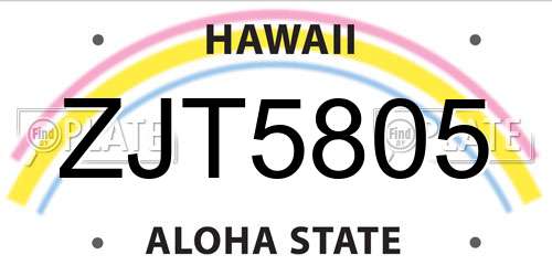 ZJT5805 Hawaii License Plate