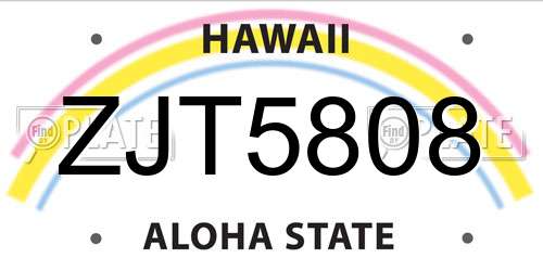 ZJT5808 Hawaii License Plate