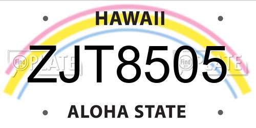 ZJT8505 Hawaii License Plate