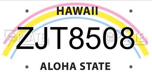 ZJT8508 Hawaii License Plate