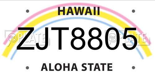 ZJT8805 Hawaii License Plate