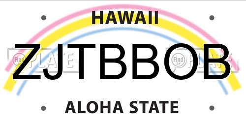 ZJTBBOB Hawaii License Plate