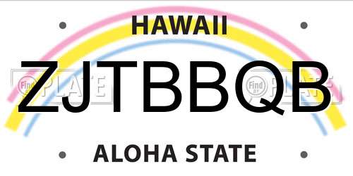 ZJTBBQB Hawaii License Plate