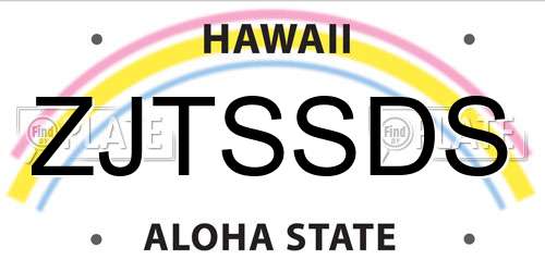 ZJTSSDS Hawaii License Plate