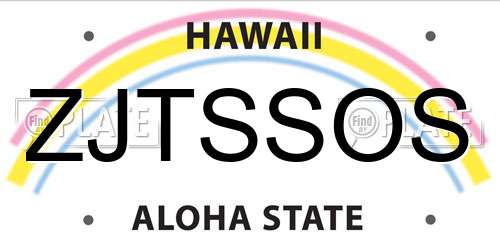 ZJTSSOS Hawaii License Plate