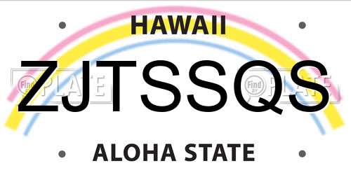 ZJTSSQS Hawaii License Plate