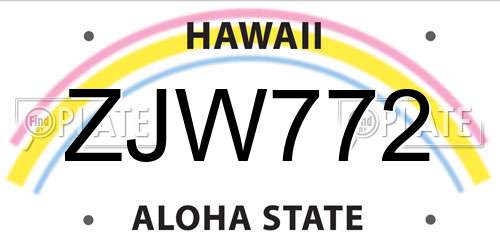 ZJW772 Hawaii License Plate