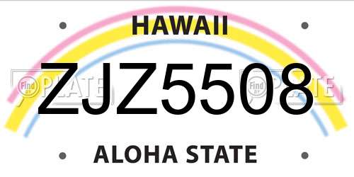 ZJZ5508 Hawaii License Plate