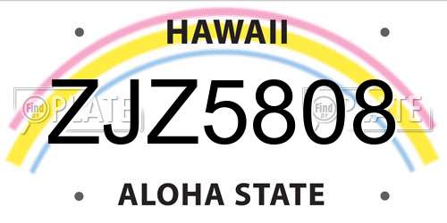 ZJZ5808 Hawaii License Plate