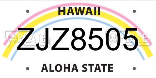 ZJZ8505 Hawaii License Plate