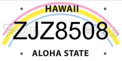 ZJZ8508 Hawaii License Plate