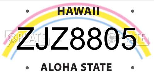 ZJZ8805 Hawaii License Plate