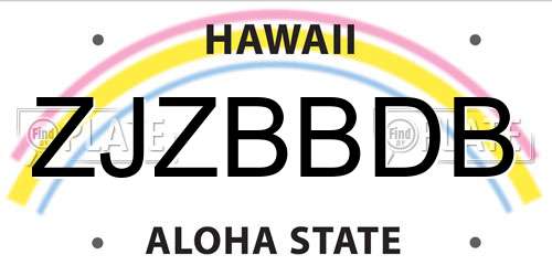 ZJZBBDB Hawaii License Plate
