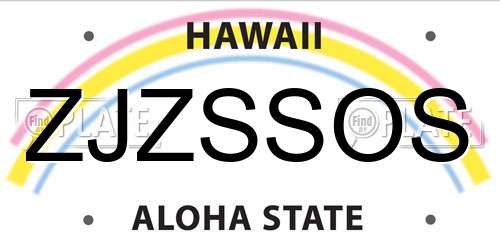 ZJZSSOS Hawaii License Plate