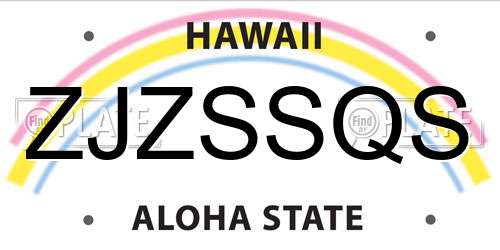 ZJZSSQS Hawaii License Plate
