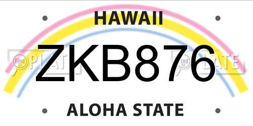 ZKB876 Hawaii License Plate