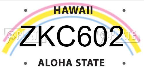 ZKC602 Hawaii License Plate