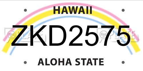ZKD2575 Hawaii License Plate