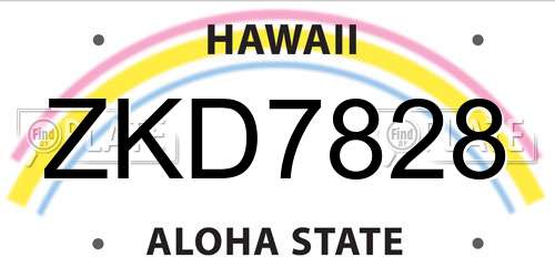 ZKD7828 Hawaii License Plate