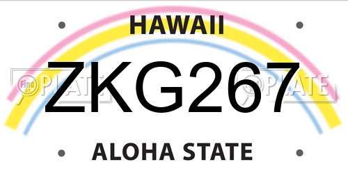 ZKG267 Hawaii License Plate