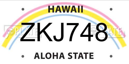 ZKJ748 Hawaii License Plate