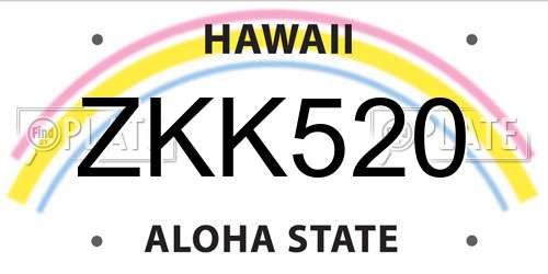 ZKK520 Hawaii License Plate