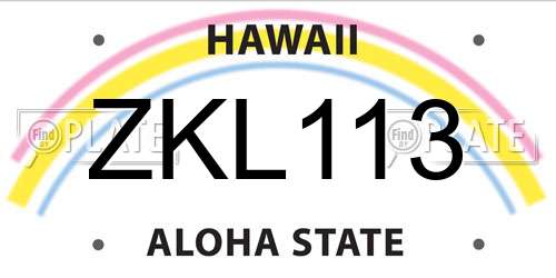 ZKL113 Hawaii License Plate