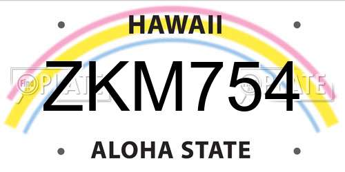 ZKM754 Hawaii License Plate