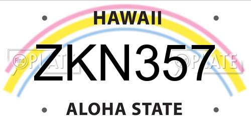 ZKN357 Hawaii License Plate