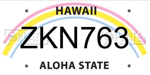 ZKN763 Hawaii License Plate