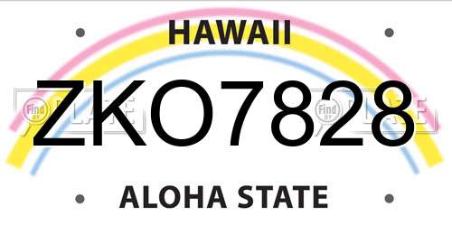 ZKO7828 Hawaii License Plate