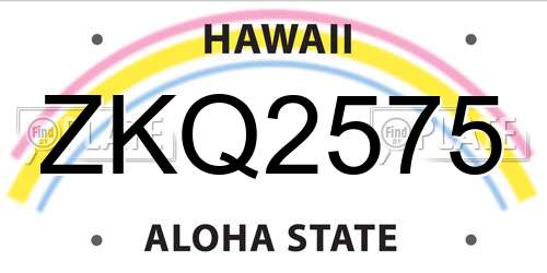 ZKQ2575 Hawaii License Plate