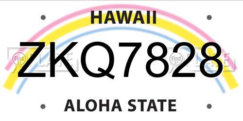 ZKQ7828 Hawaii License Plate