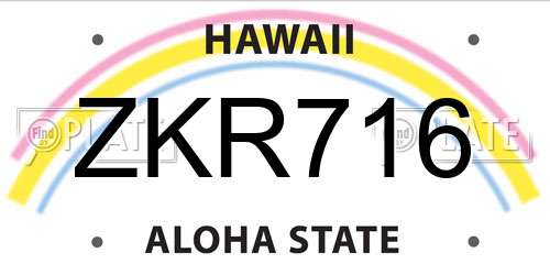 ZKR716 Hawaii License Plate